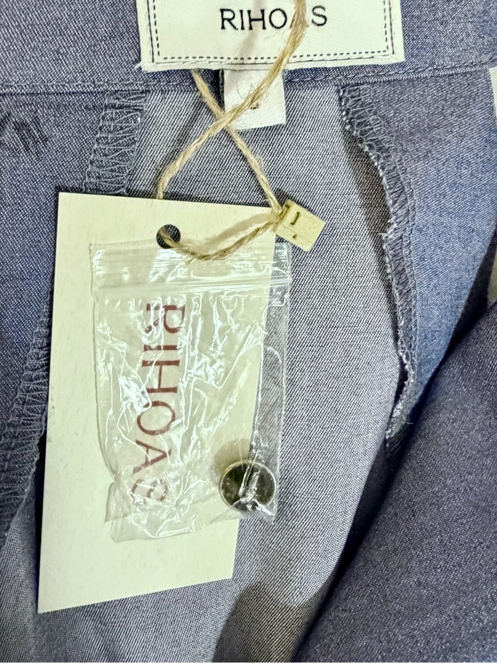 RIHOAS Blue Chambray Lapel Button Front Midi Dress Size S NWT - Picture 8 of 14
